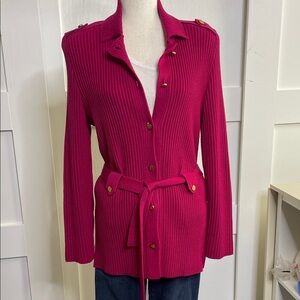 Salvatore Ferragamo Fuchsia Wool Cardigan - Sz XL